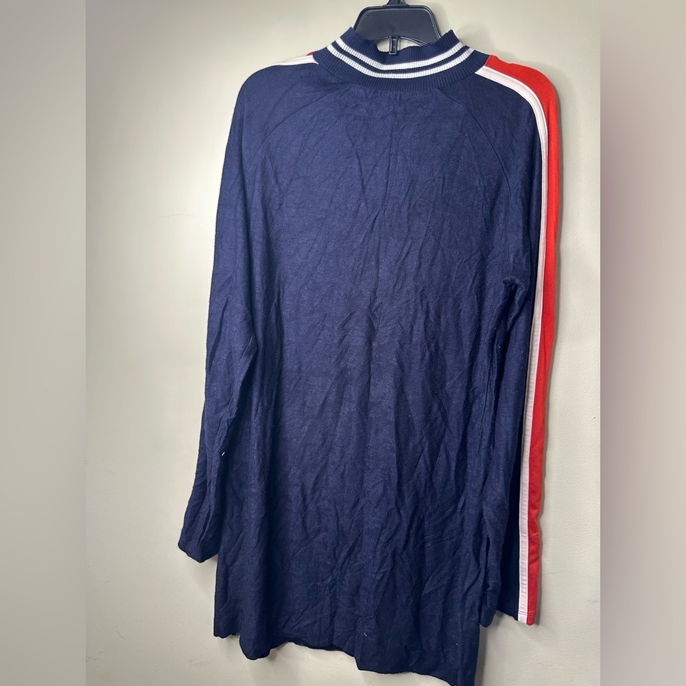 Womens VENUS Red White & Blue Long Sleeve Quarter Zip Size Large Sweater Dress - Picture 10 of 10